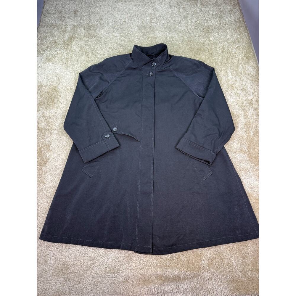 Misty Harbor Coat Women's 14 Black Raincoat Jacket Buttons Lined VTG